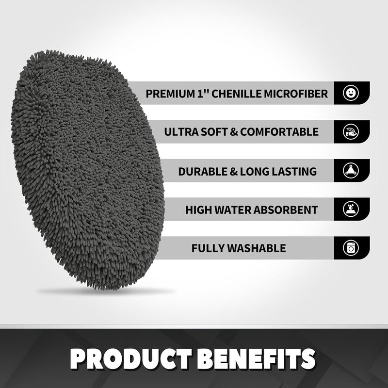 TREETONE Shaggy Chenille Bathroom Toilet Lid Cover, Ultra Soft Plush Seat Covers, Fluffy Absorbent, 19x21 Inches, Standard Toilet Lids for Bathroom Machine Wash & Dry, Charcoal Gray - Image 4